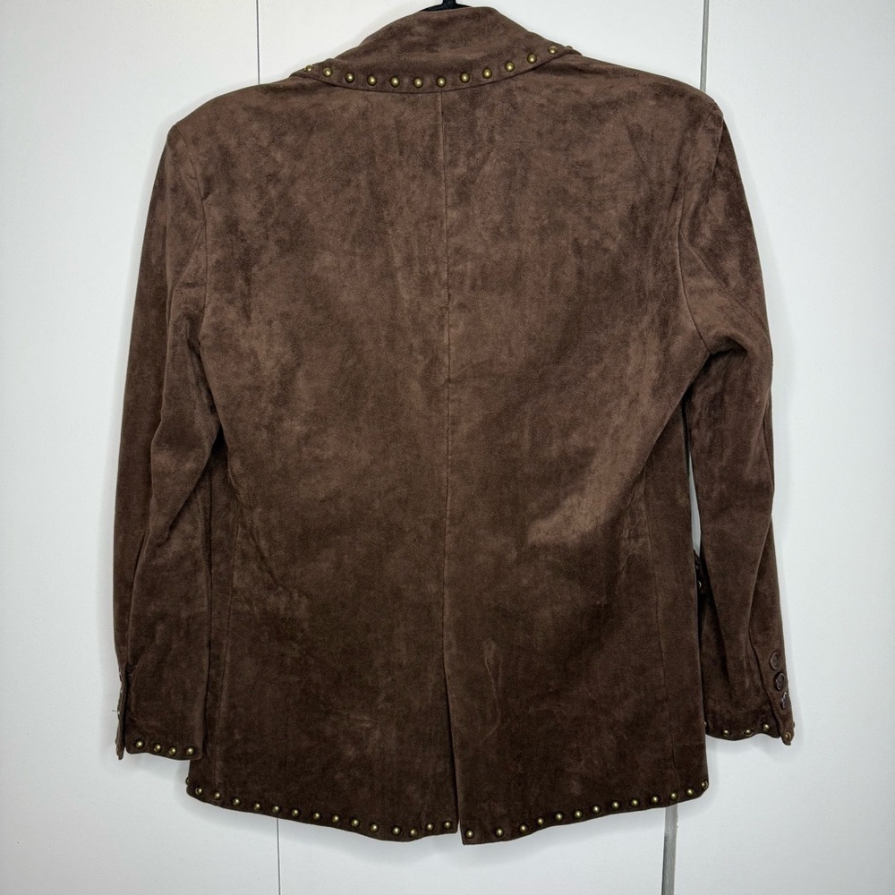 Blank NYC X Nuuly Studded Vegan Suede Blazer Chocolate Brown XS - Picture 9 of 11